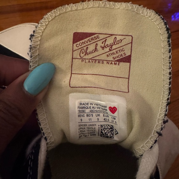 Commes Des Garcon x Converse Black and White Sneakers with Red Heart - Picture 4 of 4